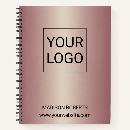 Rose Goud Gepersonaliseerd Logo Zakelijk Notitieboek (Voorkant)