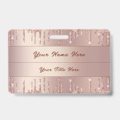 Rose Goud Glitter Aangepaste Bedrijfsnaam Badge (Achterkant)