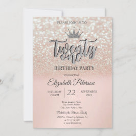 Rose Goud Glitter Bokeh Ombre, Tiara 21e Verjaarda Kaart