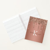 Rose Goud Glitter Drup Monogram Dankbaarheidsdagbo Notitieboek (Binnen)