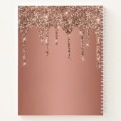 Rose Goud Glitter Drup Monogram Dankbaarheidsdagbo Notitieboek (Achterkant)