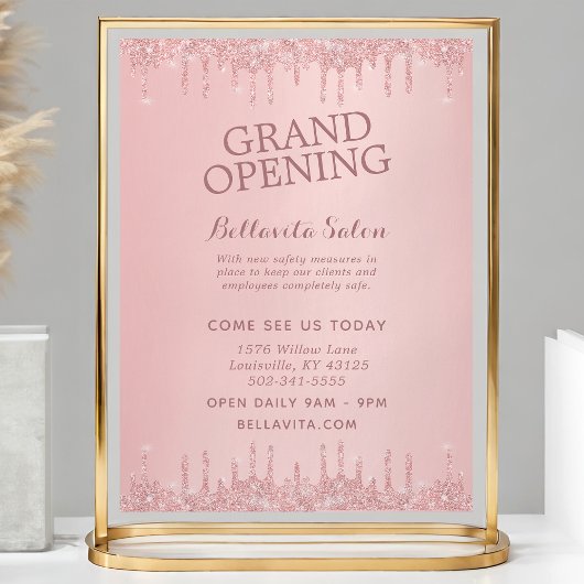 Rose Goud Glitter Druppels Salon Grand Opening Flyer