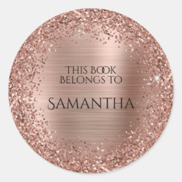 Rose Goud Glitter en Folie Dit Boek Is Van Ronde Sticker