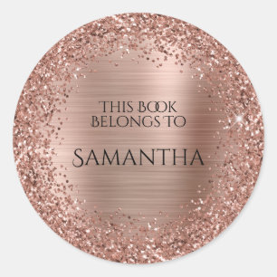 Rose Goud Glitter en Folie Dit Boek Is Van Ronde Sticker
