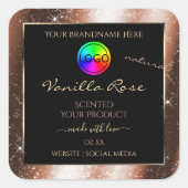 Rose Goud Glitter Frame Productlabel met Logo Vierkante Sticker (Voorkant)