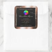 Rose Goud Glitter Frame Productlabel met Logo Vierkante Sticker (Tas)
