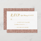 Rose Goud Glitter & Goud RSVP 3.5x5 A1 (Voorkant / Achterkant)