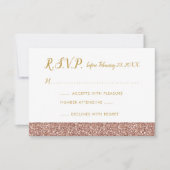 Rose Goud Glitter & Goud RSVP 3.5x5 A1 Kaartje (Voorkant)