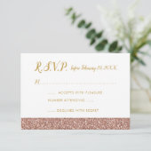 Rose Goud Glitter & Goud RSVP 3.5x5 A1 Kaartje (Staand voorkant)