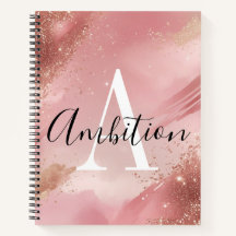 Rose Goud Glitter Monogram Notitieboek – Persoonli