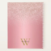 Rose Goud Glitter Monogram Zakelijke Uitvoering Planner (Achterkant)