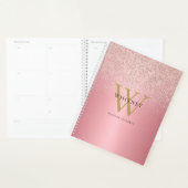 Rose Goud Glitter Monogram Zakelijke Uitvoering Planner (Display)