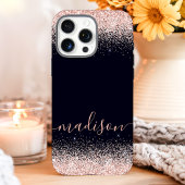 Rose Goud Glitter Navy Aangepaste Naam Case-Mate iPhone Case