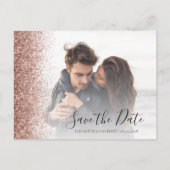 Rose Goud Glitter Rand Foto Save the Date Briefkaart (Voorkant)