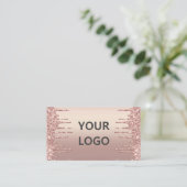 Rose Goud Glitter Visitekaartjes Ontwerp uw eigen (Staand voorkant)