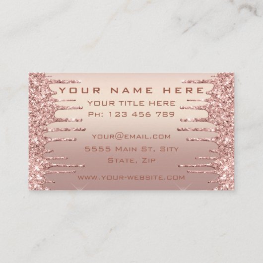 Rose Goud Glitter Visitekaartjes Ontwerp uw eigen (Achterkant)