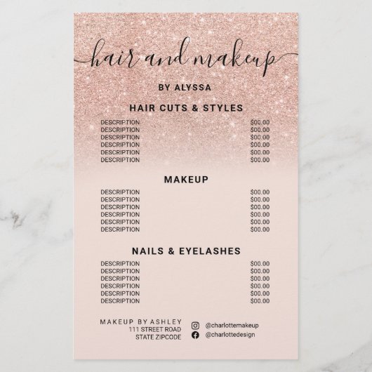 Rose goud glitters prijzen logo roze We zijn open Flyer (Achterkant)