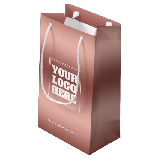 Rose Goud Gradiënt Aangepast Bedrijfslogo Zakelijk Klein Cadeauzakje (Achterkant Gekanteld)