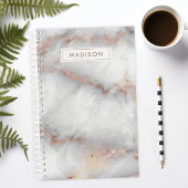 Rose Goud Grijs Marmer Gepersonaliseerde Naam Aang Planner