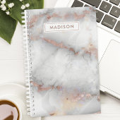 Rose Goud Grijs Marmer Gepersonaliseerde Naam Aang Planner