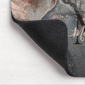 Rose Goud Grijze Inkt Marmer Monogram Muismat (Hoek)