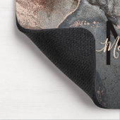 Rose Goud Grijze Inkt Marmer Monogram Muismat (Hoek)
