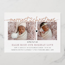 Rose Goud Hart Gekoppelde Kerst Foto's Folie Feestdagenkaart