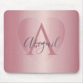 Rose Goud Hart Monogram Muismat (Voorkant)