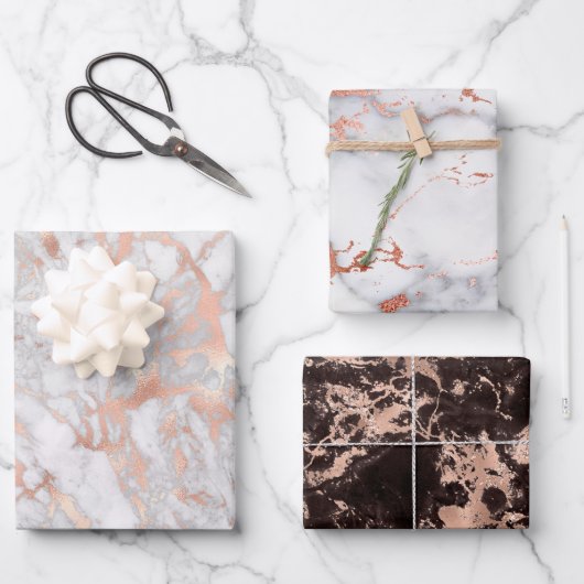Rose Goud Inpakpapier Plat Vellen Set van 3 (Voorkant)