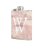 Rose Goud Kwast Strepen Script Monogram Heupfles (Links)