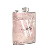 Rose Goud Kwast Strepen Script Monogram Heupfles (Rechts)