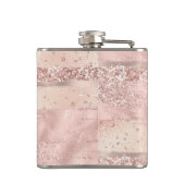 Rose Goud Kwast Strepen Script Monogram Heupfles (Achterkant)