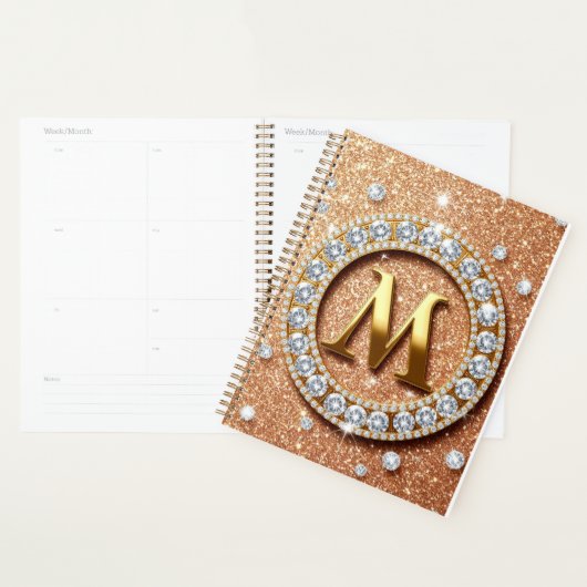 ✨ Rose Goud M Monogram Planner Chic Cadeaodesign (Display)