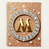 ✨ Rose Goud M Monogram Planner Chic Cadeaodesign (Voorkant)