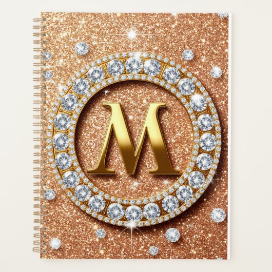 ✨ Rose Goud M Monogram Planner Chic Cadeaodesign (Voorkant)
