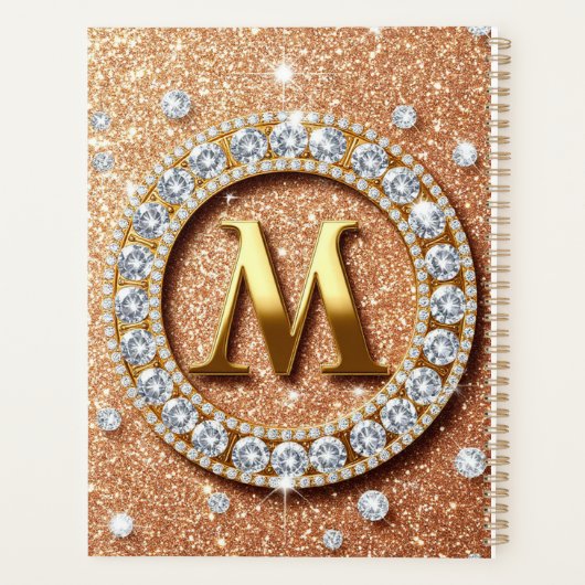 ✨ Rose Goud M Monogram Planner Chic Cadeaodesign (Achterkant)