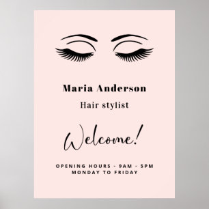 Rose goud make-up artiest openingstijden welkom poster