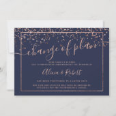 Rose goud marineblauw script uitgesteld wijzigings kaart (Voorkant)