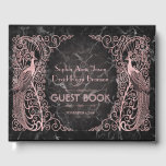Rose Goud Marmer Art Deco Pauwen Bruiloft Gastenboek<br><div class="desc">Uniek ontwerp met een mix van oude stijl neproos goud art deco pauwen en een moderne grafische aanpak,  op een zwarte marmeren achtergrond. Gebruik het aanpassen gereedschap om uw informatie toe te voegen. Voor bijpassende items,  bezoek mijn Rose Goud Marmer Art Deco Pauwen Collectie.</div>