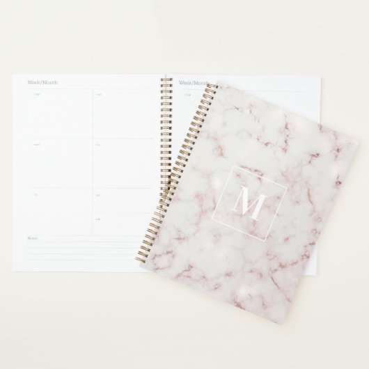 Rose Goud Marmer Monogram Planner (Display)