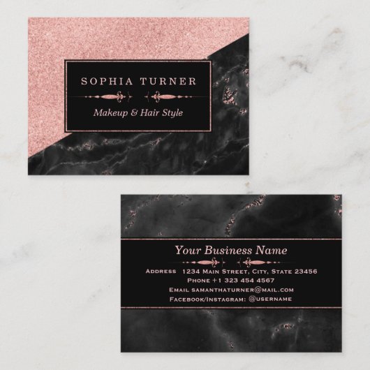 Rose Goud Marmer Visagist Haarstylist Op Maat Klantenkaartje (Voorkant / Achterkant)