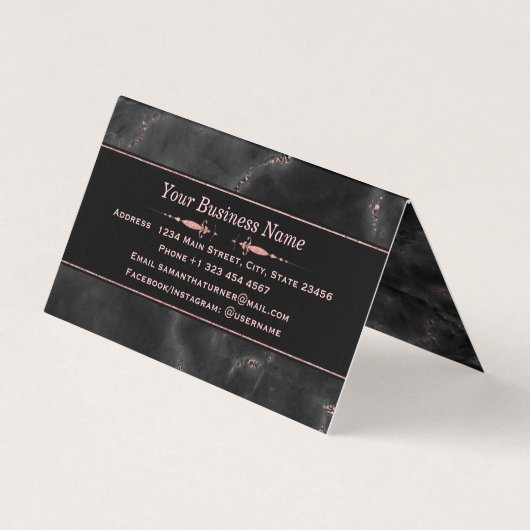 Rose Goud Marmer Visagist Haarstylist Op Maat Visitekaartje (Achterkant)