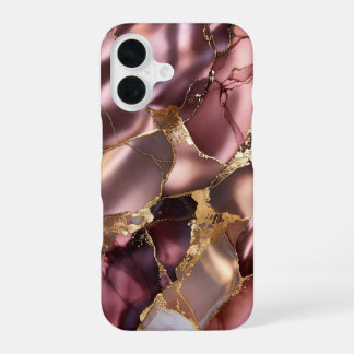 Rose Goud Marmeren Hoestelcase Luxe Abstract iPhone 16 Hoesje