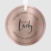 Rose Goud Metaal Boss Lady Oprichtingsdatum Ornament (achterkant)