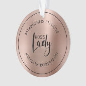 Rose Goud Metaal Boss Lady Oprichtingsdatum Ornament (voorkant)