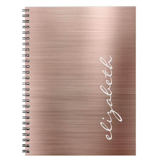 Rose Goud Metallic Gepersonaliseerde Handtekening Notitieboek (Voorkant)