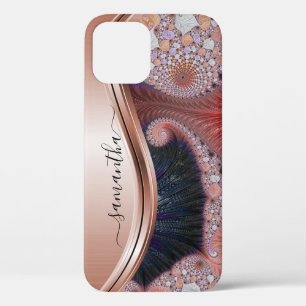 Rose Goud Metallic Handgeschreven Monogram Case-Mate iPhone Case
