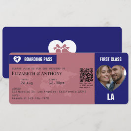 Rose Goud & Middenblauw Instapkaart Trouwkaart Kaart