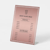 Rosé goud | Minimalistisch kanaalmenu Café Reclamebord Met Voetstuk (Voorkant)