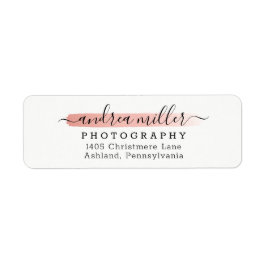 Rose Goud Minimalistische Verf Swash Logo Adres Etiket